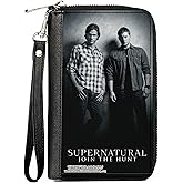 Buckle-Down Supernatural Wallet, Zip Around, SUPERNATURAL Winchster Brothers Black/White, Vegan Leather