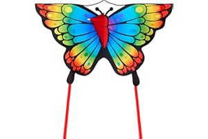 JOYIN Rainbow Butterfly Kites for Kids and Adults, Easy to Fly Large Single Line Kites for kids - 55" x 27.5" Kite with 328ft