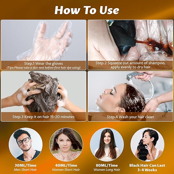 BOJICA HAIR DYE SHAMPOO FOR WOMEN & MEN, 3 IN 1 PERMANENT SHAMPOO FOR COLOR TREATED HAIR, NATURAL HERBAL INGREDIENTS SHAMPOO FOR GREY HAIR COVERAGE, LIGHT BROWN-16.9 FL OZ