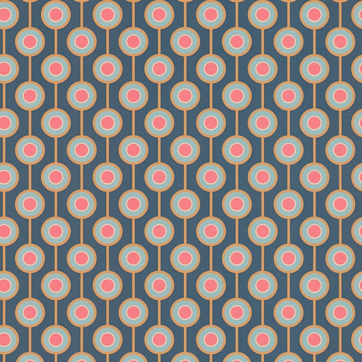 A.S. Création Retro 70's Circles Wallpaper Blue/Yellow/Pink/Light Blue/Cream Retro Chic 395371 8.50m x 0.53m Paste The Wall