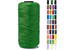 Tsuisho 1.5mm x 219 Yards Polyester String Cord for Knitting and Crochet, 100% Polypropylene Macrame Cord for Hats, Bags, Purses, Shoes, Plant Hangers, DIY Crafts - Forest Green