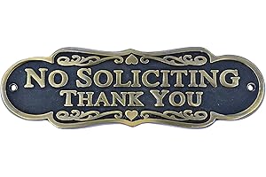 TA DIZAYN Brass Finish No Soliciting Thank You Sign 8" - Solid Brass Finish Wall Plaque - No Soliciting Thank You