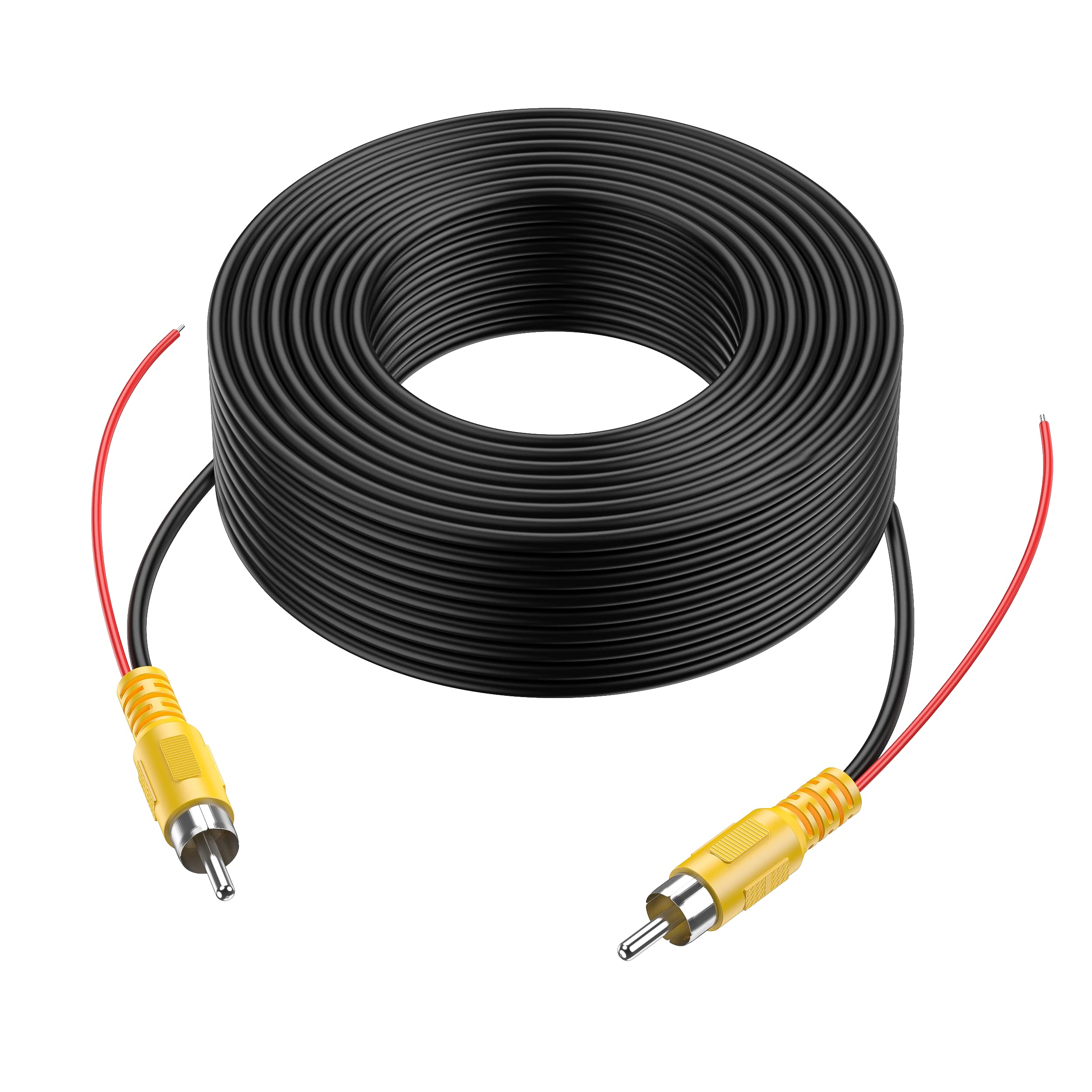 BGoodVision RCA Video Cable with Red Reverse Trigger Lines, RCA Video Extension Cable for Car Rear View Camera, Monitor Camera, CCTV LED Connection (15 Meters or 50 Feet)