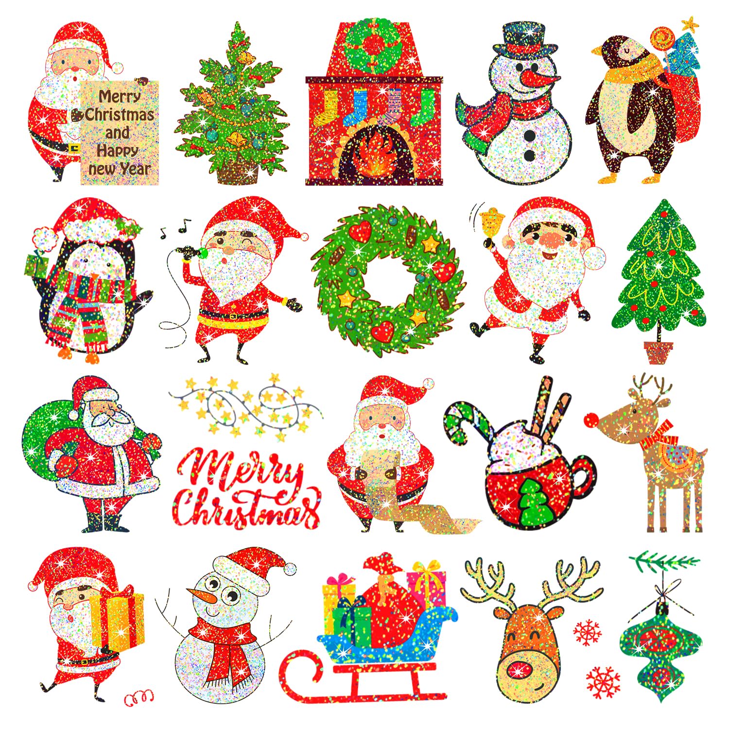 Leesgel Christmas Glitter Tattoos for Kids Party Bag Fillers, 28 Sheets Temporary Tattoos for Kids Christmas Decorations, Christmas Stocking Fillers, Xmas Sweets Bags Eve Box Fillers Ornaments