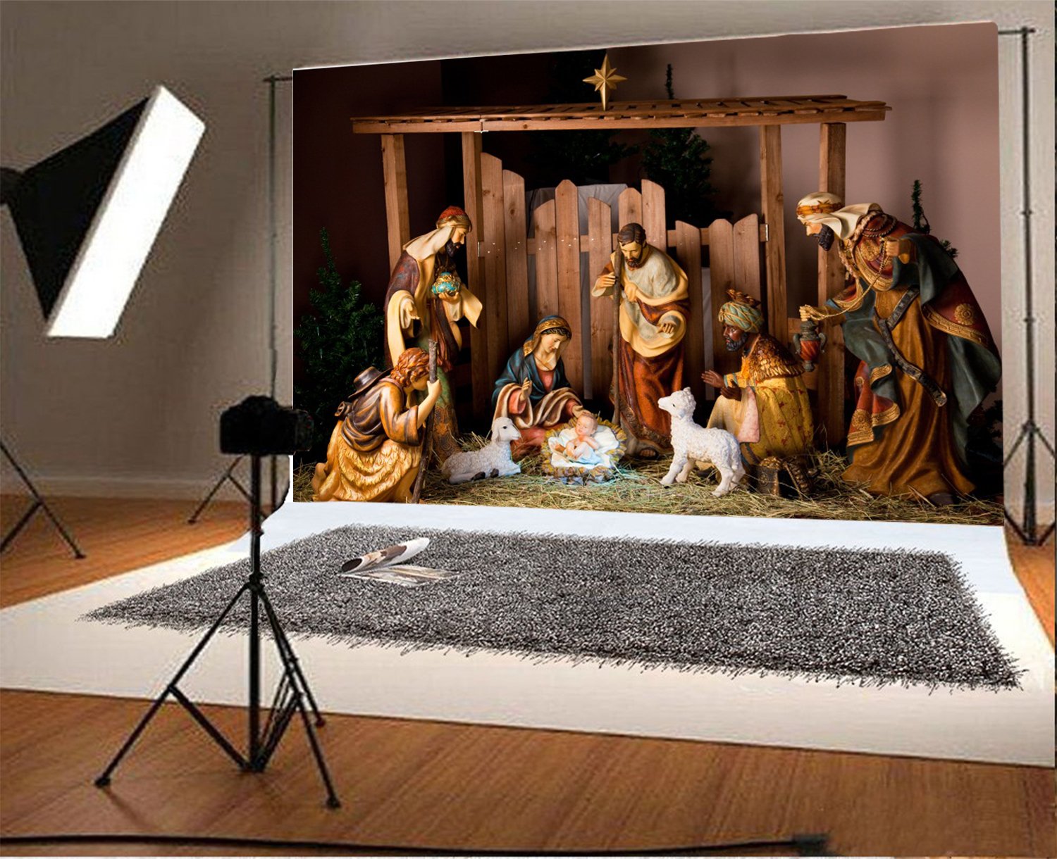 SDOTPMT 9x6ft Jezus Christus Kruis Polyester Achtergrond Bijbel Heilig Licht Jezus Geboorte Achtergrond Eerste Heilige Communie Kruis Doop Achtergronden voor Kinderen Verjaardagsfeest Decor Banner