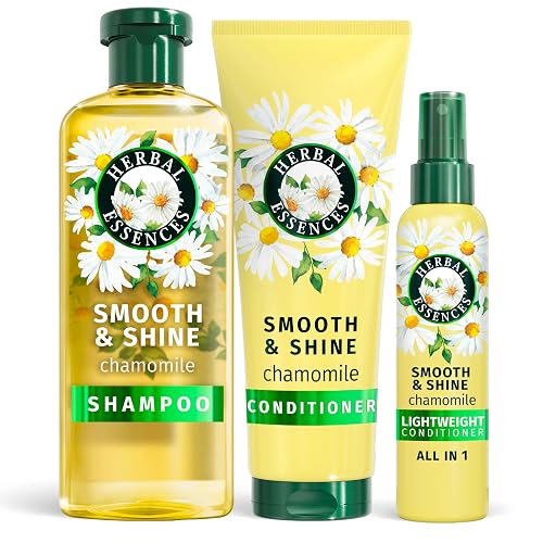 Herbal Essences Chamomile Smooth & Shine Set: Shampoo 350ml + Conditioner 250ml + Lightweight Leave-In Conditioner All In One 145ml