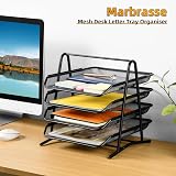 Marbrasse Desk Organiser 4-Tier Letter Tray Mesh File Organizer Black view 3