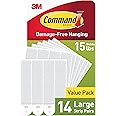 Command 15 lb Large Picture Hanging Strips 14 Pairs (28 Strips), Damage-Free Hanging Picture Hangers, No Tools Wall Hanger fo