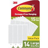 Command 15 lb Large Picture Hanging Strips 14 Pairs (28 Strips), Damage-Free Hanging Picture Hangers, No Tools Wall Hanger for Home Decor, White Adhesive