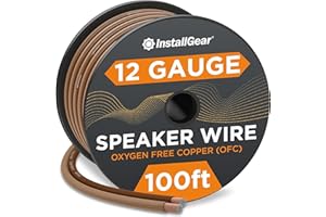 InstallGear 12 Gauge Speaker Wire 100ft - Deoxidized Copper OFC Speaker Wires 12 Gauge - Flexible Wire Cable with Polarity Marking - Soft Touch 12 AWG Wire for Audio, Amp and Home Theater Use - Brown