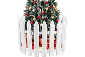 MCEAST 12 Pieces Christmas Tree Fences White Picket Fence Border 4.6 x 12 Inches Mini Plastic Decorative Fences Christmas Tree Barrier for Dogs Kids Home Wedding Fairy Garden Party