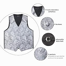 DiBanGu Mens Vest and Tie Set Formal Paisley