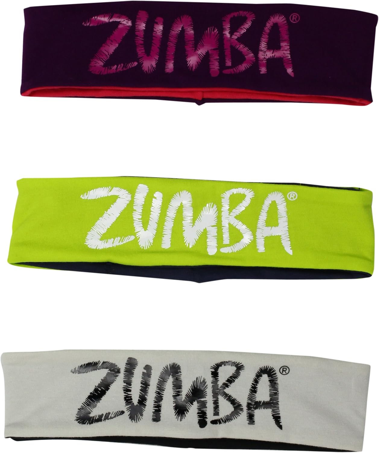 Zumba Fitness LLC Joy TwoWay Headbands Pack of 3, Multi
