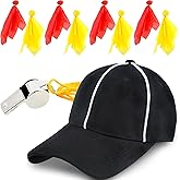 Flotory 10 Pcs Challenge Flag Referee Hat Set Official Football Hat Football Penalty Flags and Stainless Steel Whistle for Sports Fan Football Games Party Accessory