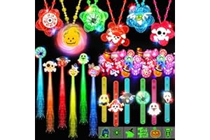 OLIXMLYA Halloween Party Favors for Kids, 84 PCS Glow in the Dark Toys Light Up Necklaces LED Bracelets Flash Rings Hair Lights Halloween Party School Classroom Prizes Goodie Bags Trick or Treats Gifts