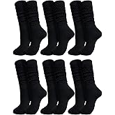 WILLBASIC 6 Pairs Slouch Socks for Women, Soft Extra Long Thick High Slouch Slouchy Sock for Women Mothers Gifts