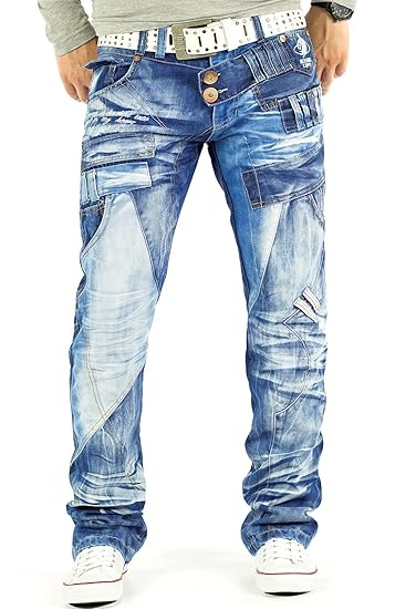 Kosmo Lupo Herren Jeans Freizeithose Denim Cargo Designer Mens Pants Straight Cut