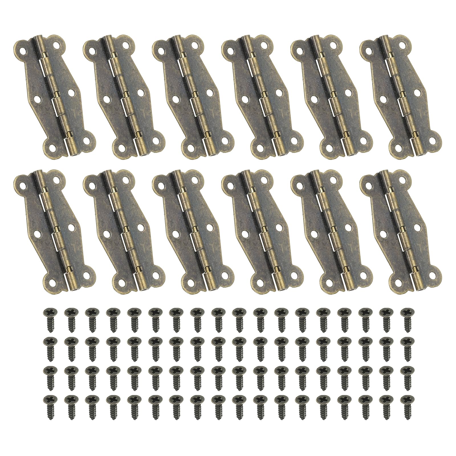 PATIKIL Small Vintage Box Hinges, 2 Inch, 12 Pack, 180-Degree, Brown, Metal, Electroplated, Classic Style