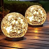 JKIMK Solar Globe Lights Outdoor Waterproof-Solar Balls for Garden-Cracked Glass Ball Solar Lights Outdoor-Solar Orbs for Out