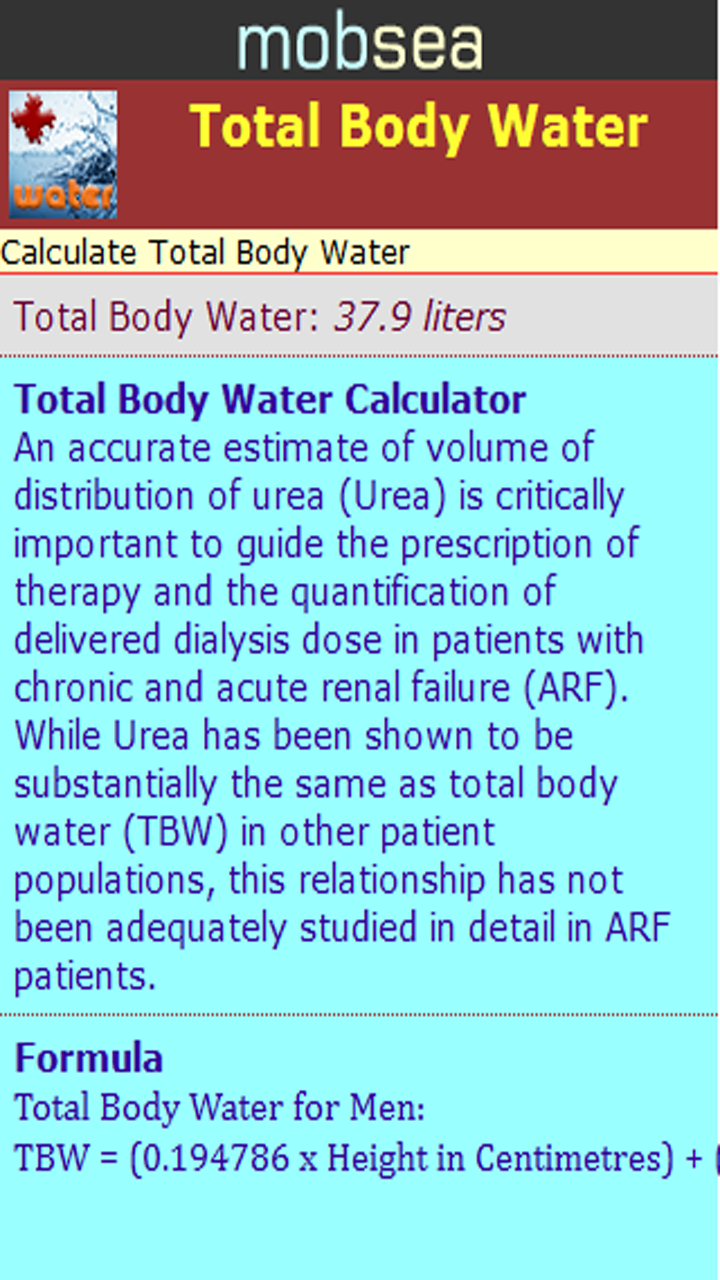 Total Body Water calculatorAmazon.itAppstore for Android
