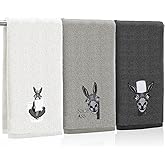 FuWeave 3 Pcs Funny Donkey Hand Towels Embroidered Donkey Farmhouse Decorative Bathroom Towels for Bathroom Kitchen Decor, 100% Cotton, 13.3 x 29.5''