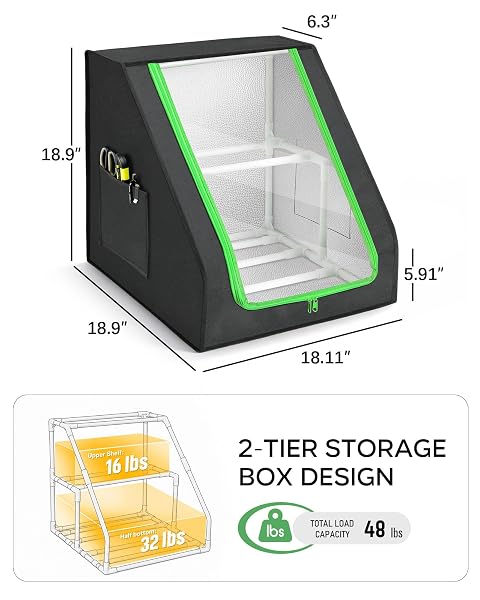 FANGSUN 3D PRINTER FILAMENT STORAGE BOX – HOLDS UP TO 21 SPOOLS, 2-TIER FILAMENT RACK AND ORGANIZER BOX WITH STABLE TRAPEZOID FRAME AND POCKETS FOR 3D PRINTING ENTHUSIASTS IN HOME, STUDIO, OR WORKSHOP
