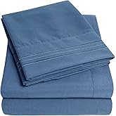 1500 Supreme Collection King Sheet Sets Denim Blue - Luxury Hotel Bed Sheets and Pillowcase Set for King Mattress - Extra Soft, Elastic Corner Straps, Deep Pocket Sheets, King Denim Blue