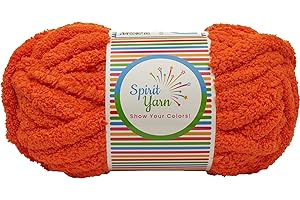SPIRIT YARN Jumbo/Chunky Number 7 Chenille Yarn .75 in. (2 cm) in Custom Colors for Your School, Sports Team, or Holiday Project (Orange)