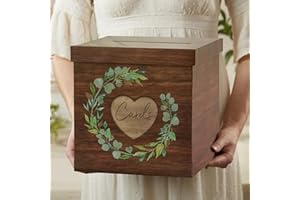 Kate Aspen Brown Rustic Wood Gift/Wedding Card Box, Money Box, Farmhouse Wedding Decorations For Reception - Also Perfect for