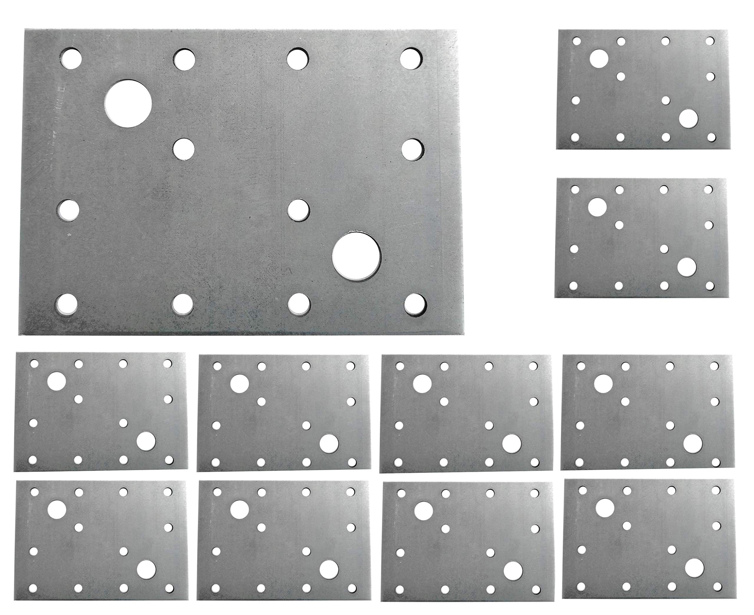 Flat Connecting Joining Plate Galvanised Heavy Duty Metal Steel Sheet 3.94"x 2.76"x 0.1" (100 x 70 x 2.5mm) Pack of 10pcs