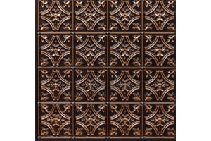 From Plain To Beautiful In Hours 150 Gothic Reims PVC 2' x 2' Glue-up Ceiling Tile (Covers / 40 sq.ft), Antique Copper, 10 Piece