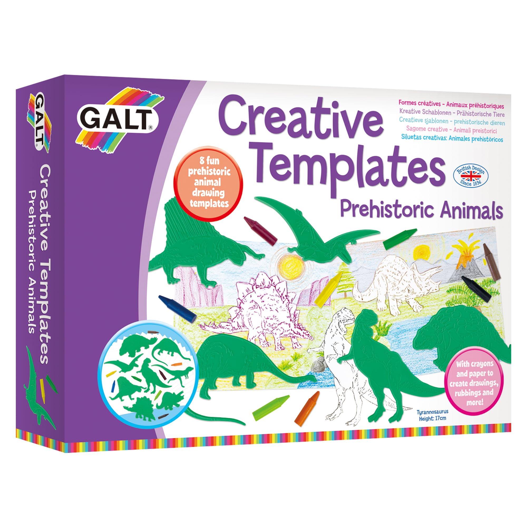 Galt Toys Creative Templates Prehistoric Animals, Kids Arts & Crafts Kit, Age 3+
