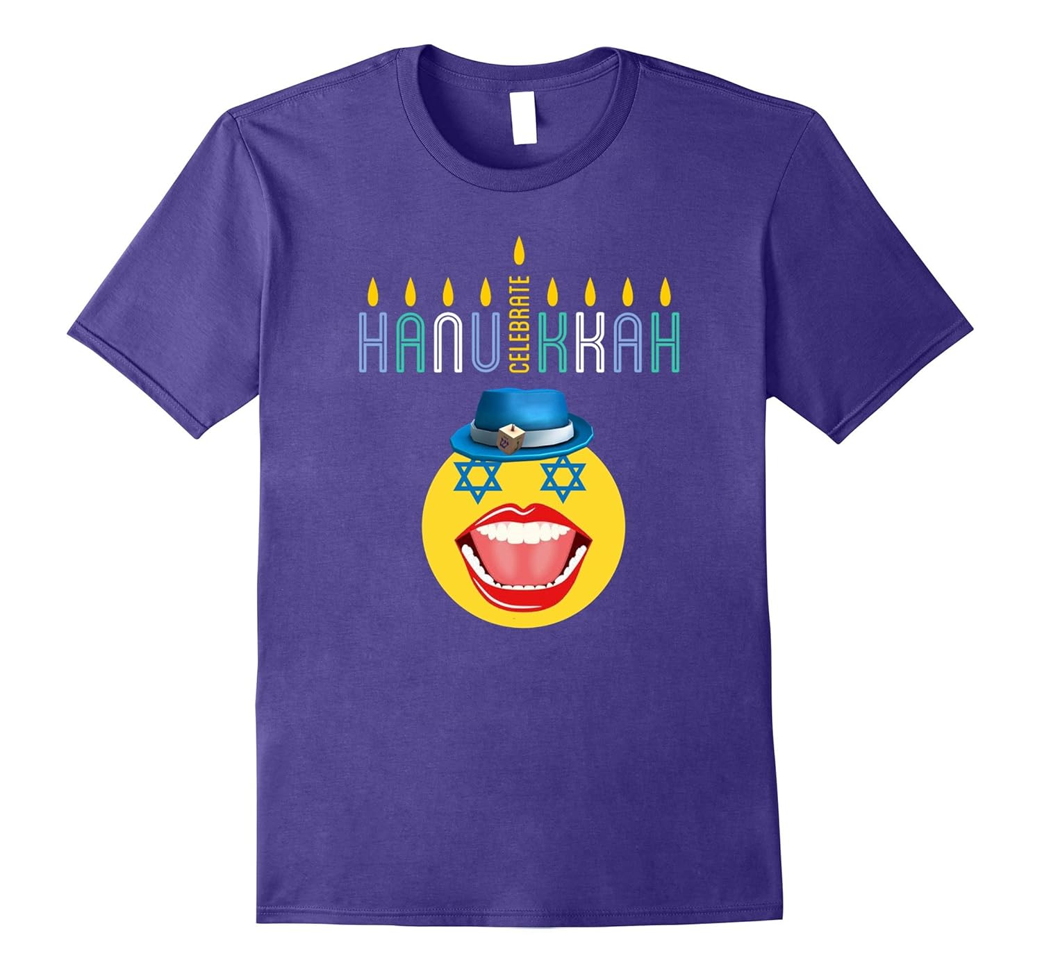 Funny Happy Hanukkah T Shirt-Laugh Emoji for Women Men-ANZ