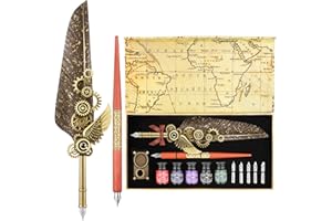 GrnVibe Feather Quill Pen and Ink Set,Fountain Pen Set Calligraphy Kits for Beginners & Enthusiasts,Vintage Pen Stationary Set for Calligraphy Practice,Writing,Signing,Calligraphy Pens for Gift