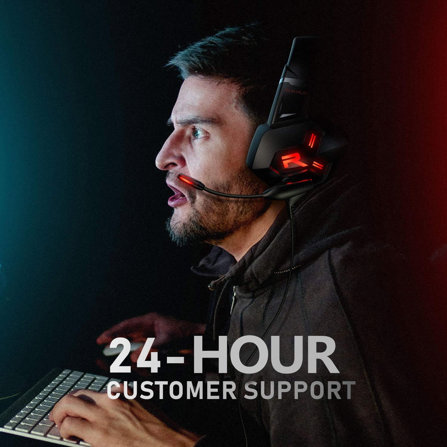 RUNMUS Gaming Headset Xbox One Headset PS4 Headset with 7.1 Surround Sound Noise Cancelling Mic & LED Light, Compatible with Xbox One (Adapter Not Included) PS4 PC Laptop: Computers & Accessories