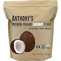 Anthony's Organic Coconut Flour, 4 lb, Batch Tested Gluten Free, Non GMO, Vegan, Keto Friendly