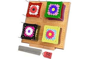 Olikraft 12.5" Crochet Blocking Board with Pegs 50 Pins - Granny Square Blocking Boards for Crochet Projects - Yarn Supplies Tools and Accessories and Gadgets