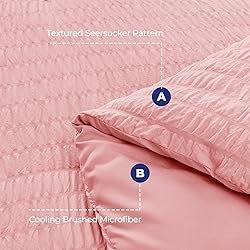 HYMOKEGE Rose Pink Queen Comforter Set Seersucker 7