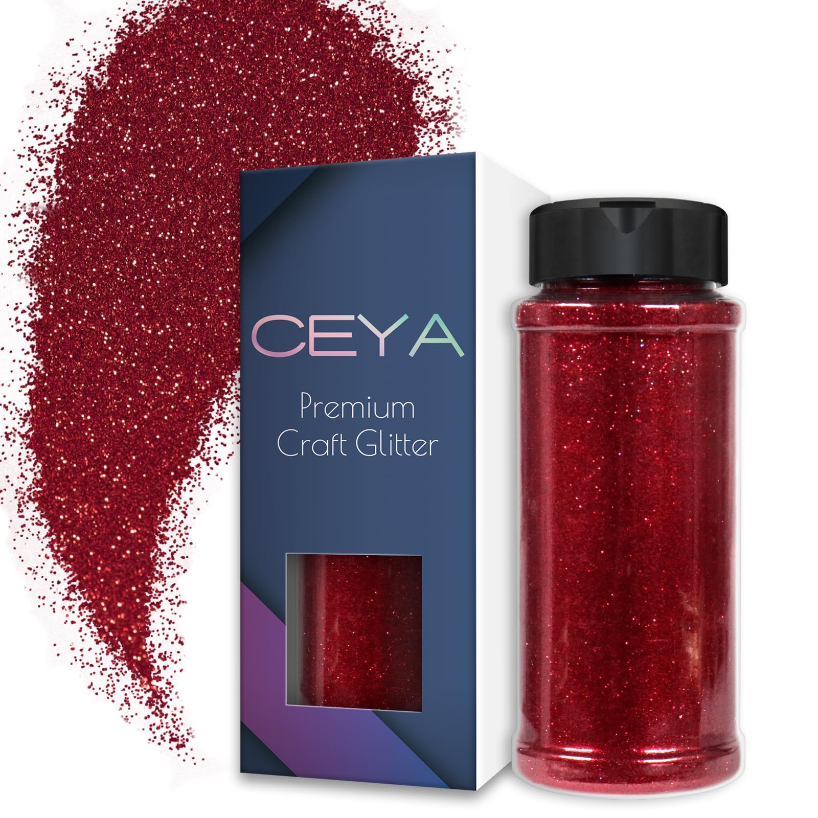 Ceya 3.5oz/ 100g Ultra Fine Glitter Powder Wine Red Glitter 1/128” 0.008” 0.2mm for Slime Epoxy Resin Craft Tumbler Jewelry Nail Art Festival Makeup Scrapbook Painting Wedding Cards