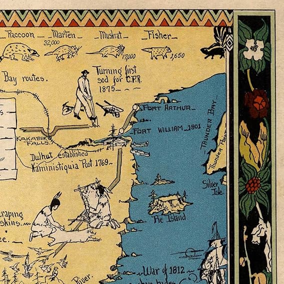 Early Pictorial Map Of Arrowhead Minnesota Wall Art Poster Print Artwork Decor Art Posters Art