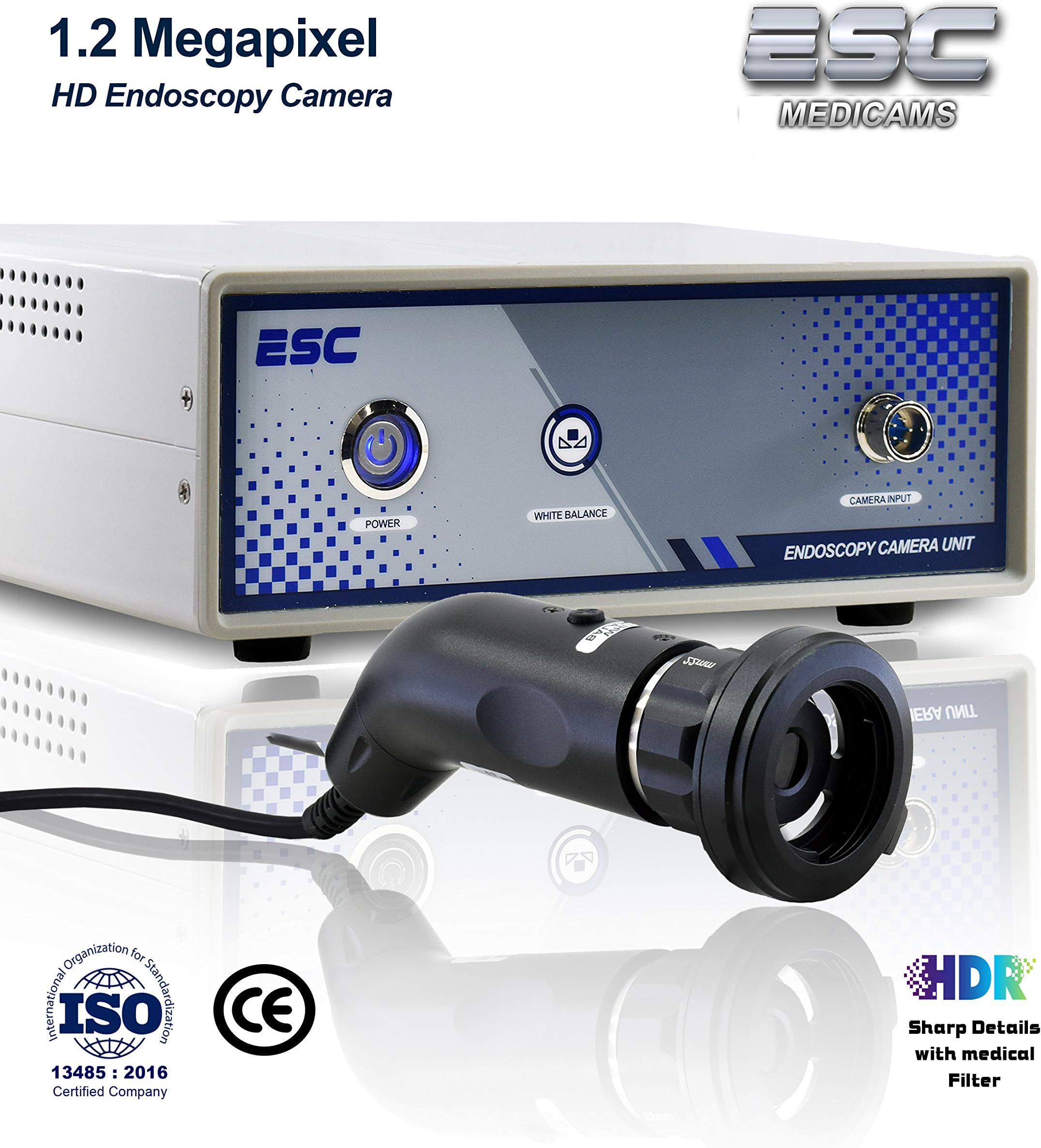 ESC Medicams Endoscopy Camera Hd Rigid Endoscope Ent Medical Surgical Video Endoscopic Unit w/Coupler Adapter 1.2 Mp HDR (Model : 3000U)