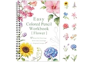 SLWBZ Creative Colored Pencils Coloring Workbook Doodle Book, 12 Cute Original Design Patterns, Detailed Steps Friendly to Be