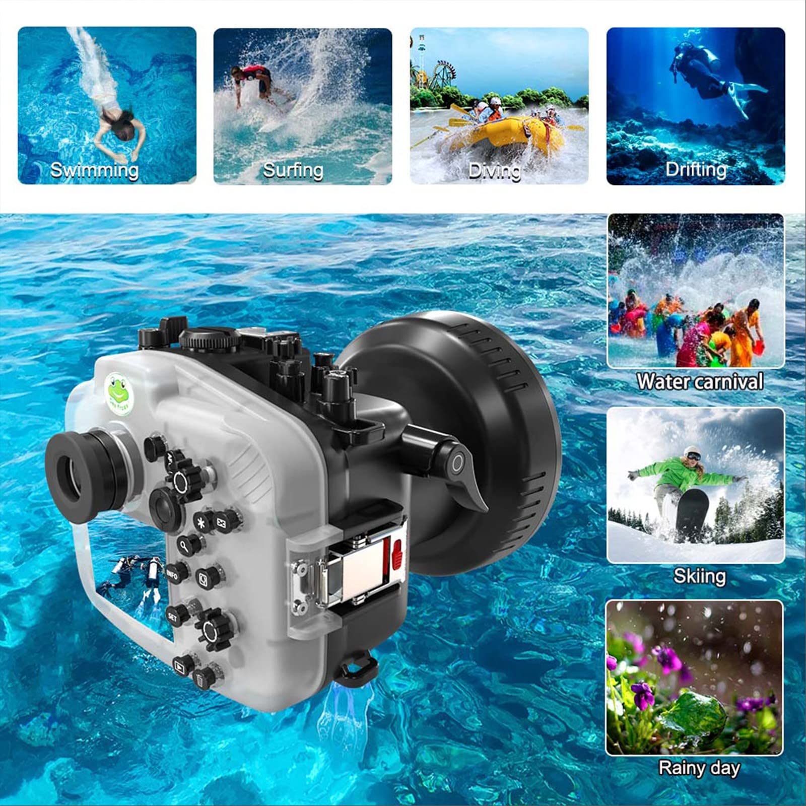 Seafrogs Underwater Housing for Canon EOS R6 Waterproof Case with 100mm Flat Port Compatible with 16-35mm, 24-105mm,100mm and 15-35mm Lens