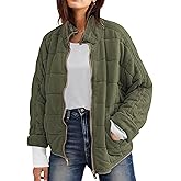 Wefebi Womens Dolman Quilted Lightweight Jackets Full-zip Stand Collar Loose Warm Winter Outwears with Pockets