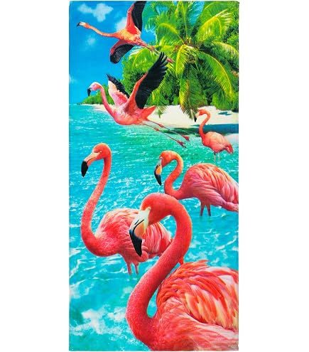 Florida Icons Beach Towel - 30 X 60 Inches, 100% Cotton, Neon Print, Super Absorbent