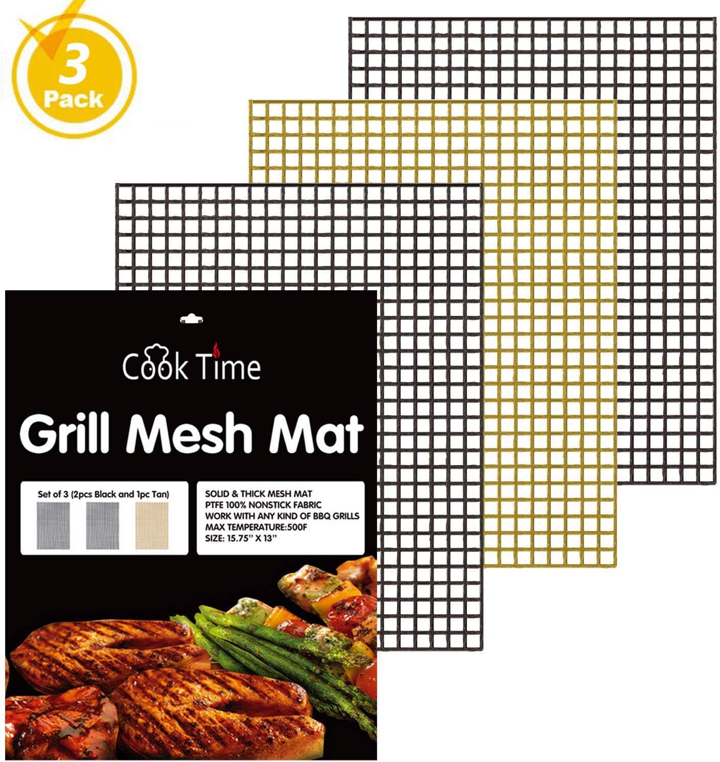 BBQ Grill Mesh Mat Set of 3 Non Stick BBQ Cooking Mat Teflon Grilling
