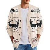 COOFANDY Mens Ugly Christmas Sweater Knitted Christmas Cardigan Sweater | Festive Holiday Design,Soft Knit Fabric,Relaxed Fit Xmas Sweater for Christmas Parties,Family Gathering and Holiday