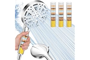 Filtered Shower Head with Handheld, FunnyAir Filtered Shower Head with 3-PCS Filters For Hard Water, 10-Spray Modes 5" High Pressure Shower Head, 2 Built-in Power Jets Shower Heads, Chrome