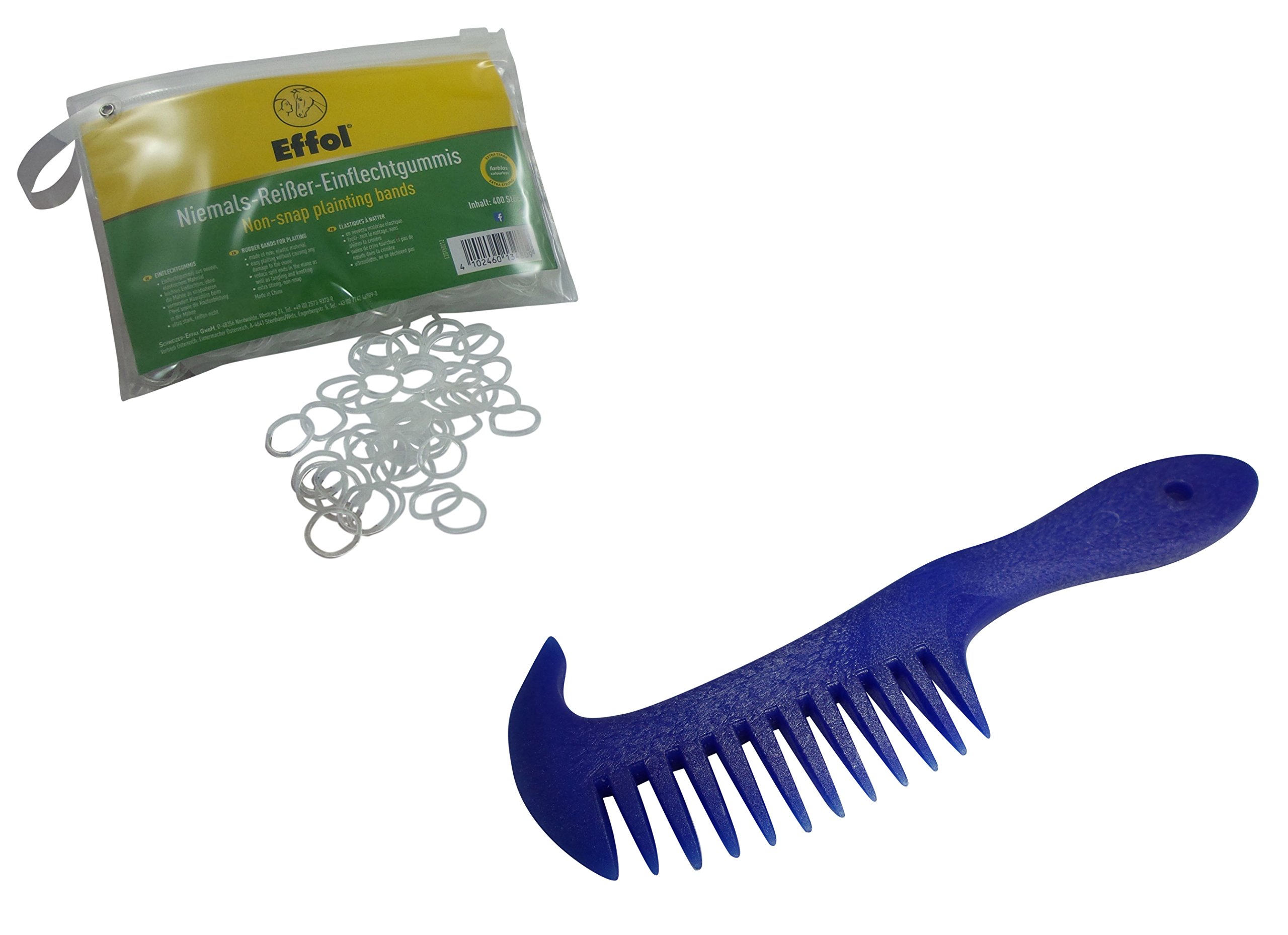Effol - non-snap plaiting bands for horses + Haas mane comb