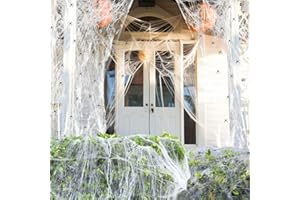 Mcupper 1400 sqft Spider Web Halloween Decoration, Soft Halloween Spider Webs Decoration with 150 Fake Spiders, Super Stretchy Cobweb for Indoor and Outdoor Decor